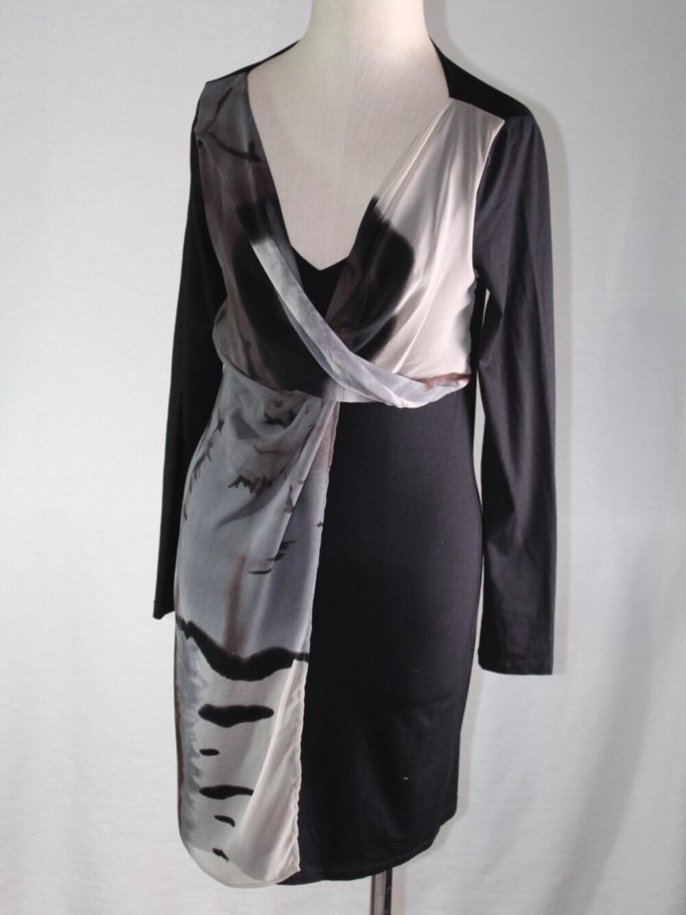 Ronen Chen Size 1 (Small) Black Long Sleeve Midi Dress